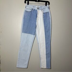 PACSUN 24 Waist Mom Jeans Women's Two Tone Light Wash Hight Rise 100% Cotton